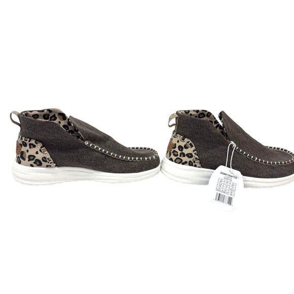 Hey Dude Grey & Leopard Print High Top Slip-On Casual Shoe Women 7 NWT - Picture 4 of 6